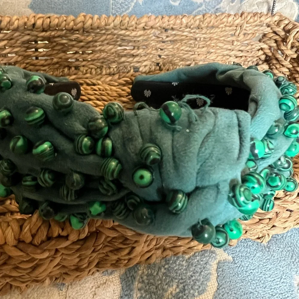 Lele Sadoughi Green Beaded Headband - Picture 2 of 8